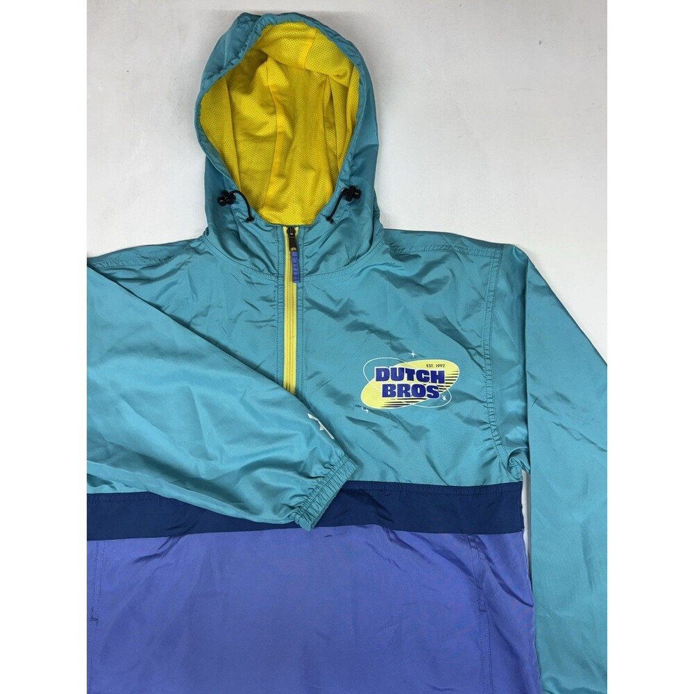 Dutch Bros Coffee Jacket Men’s Size XS 1/4 Zip Blue Windbreaker